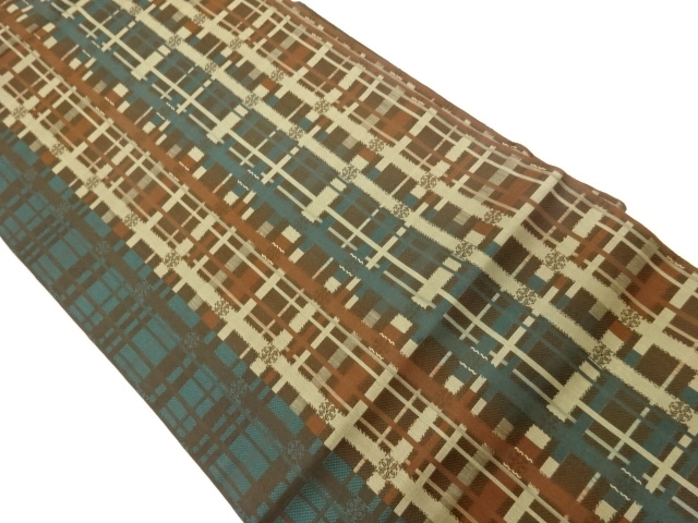 JAPANESE NAGOYA OBI / WOVEN ABSTRACT GRID
